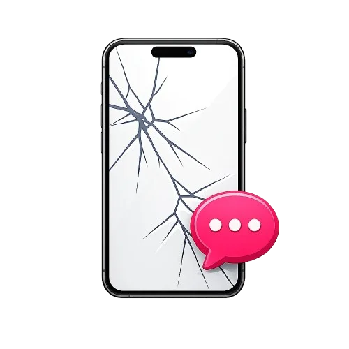 Cracked smartphone ready to request a repair quote