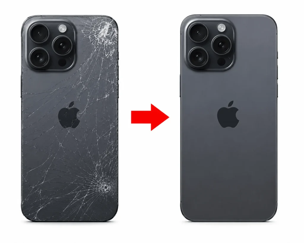 Mobile Back Glass repair before and after