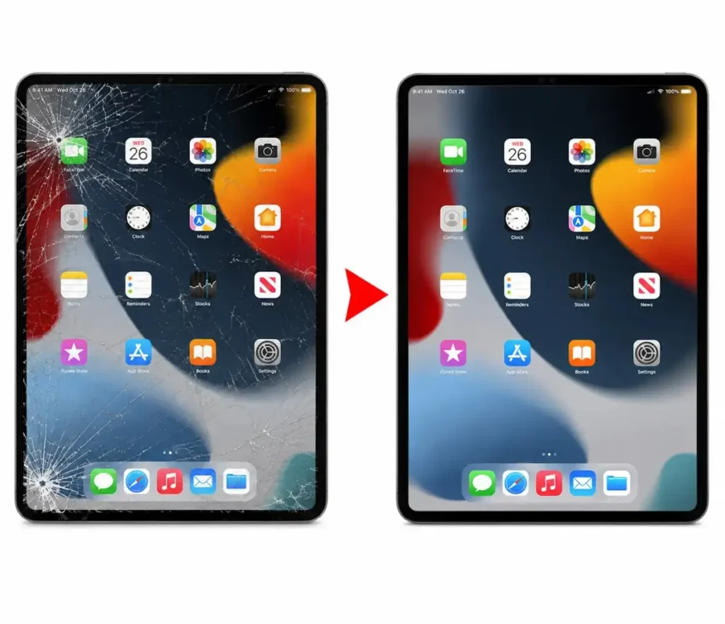 iPad screen repair before after