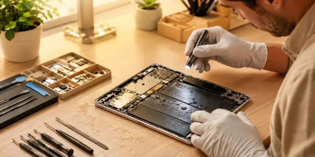 Tablet water damage inspection
